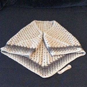 Hand Crocheted Light Gray Shawl